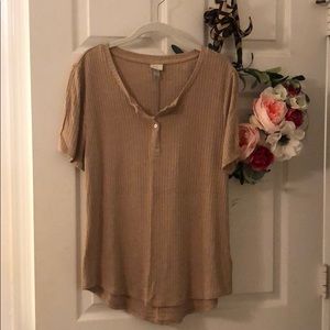 A New Day Short Sleeve Sweater Henley Tee